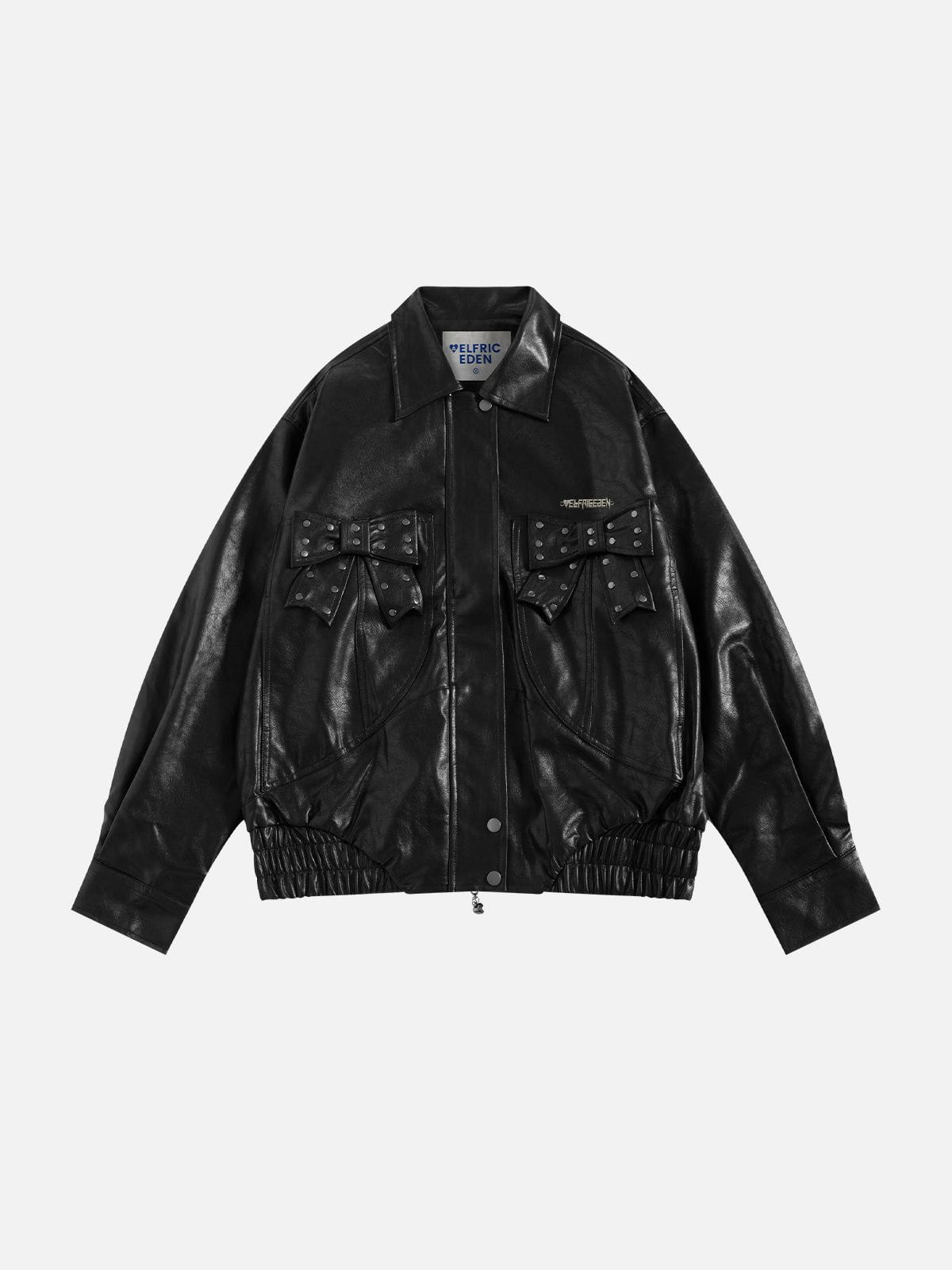 Aelfric Eden Rivet Bow Faux Leather Jacket-Limited Sale