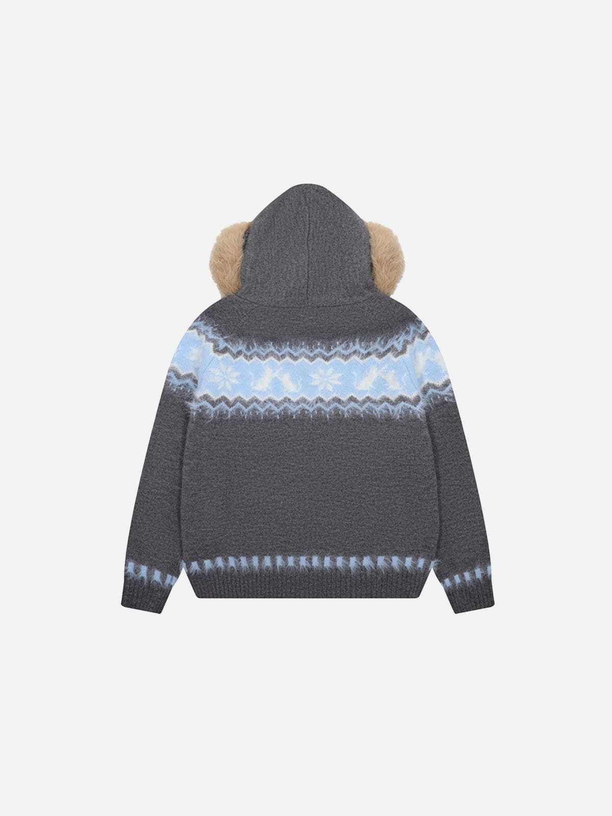 Aelfric Eden Fair Isle Faux Fur Collar Cardigan-Limited Sale