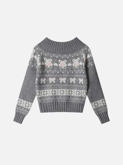 Aelfric Eden Off-The-Shoulder Fair Isle Sweater-Limited Sale