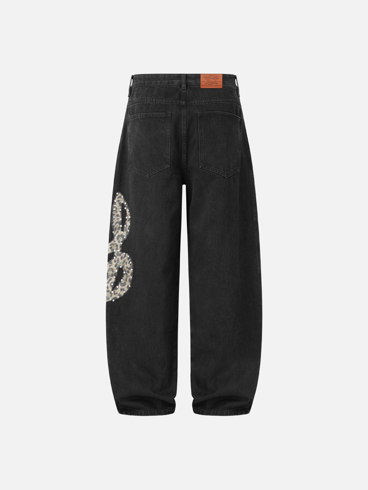 Aelfric Eden Leopard Rhinestone Baggy Jeans-Limited Sale