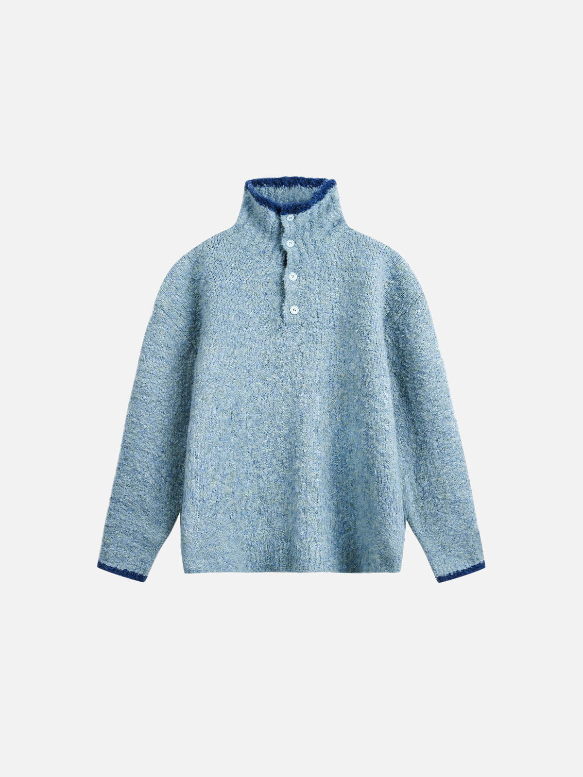Aelfric Eden High-Neck Henley Fleece Sweater-Limited Sale