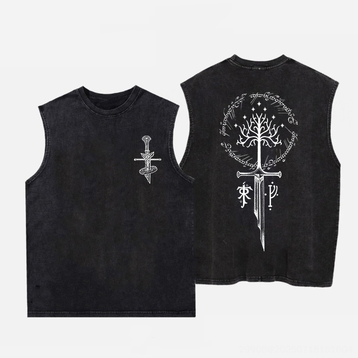 The Lord of the Rings White Tree of Gondor Printed Men's Washed Vest-Limited Sale