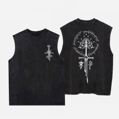 The Lord of the Rings White Tree of Gondor Printed Men's Washed Vest-Limited Sale