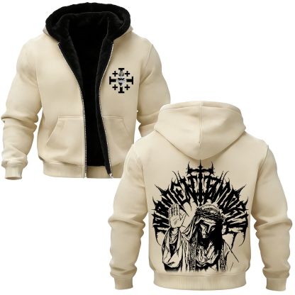 Baldwin IV Vintage Printed Zippered Hooded Fleece Cardigan-Limited Sale