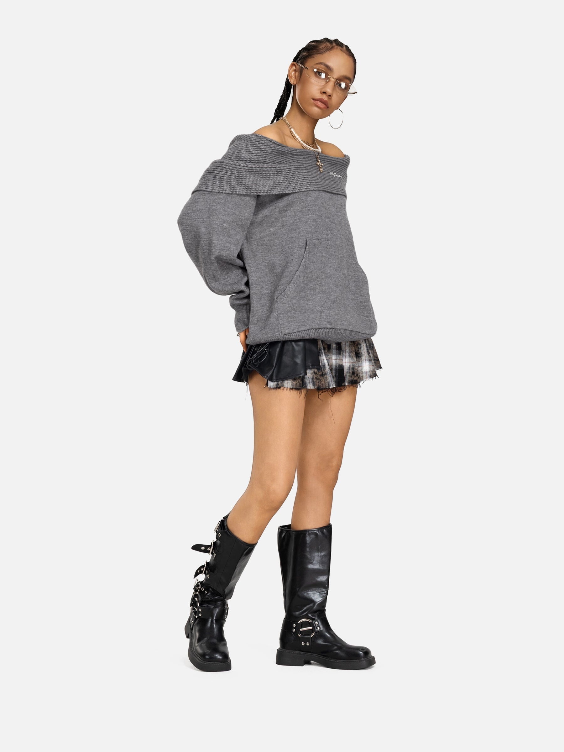 Aelfric Eden Off-The-Shoulder Hooded Sweater-Limited Sale