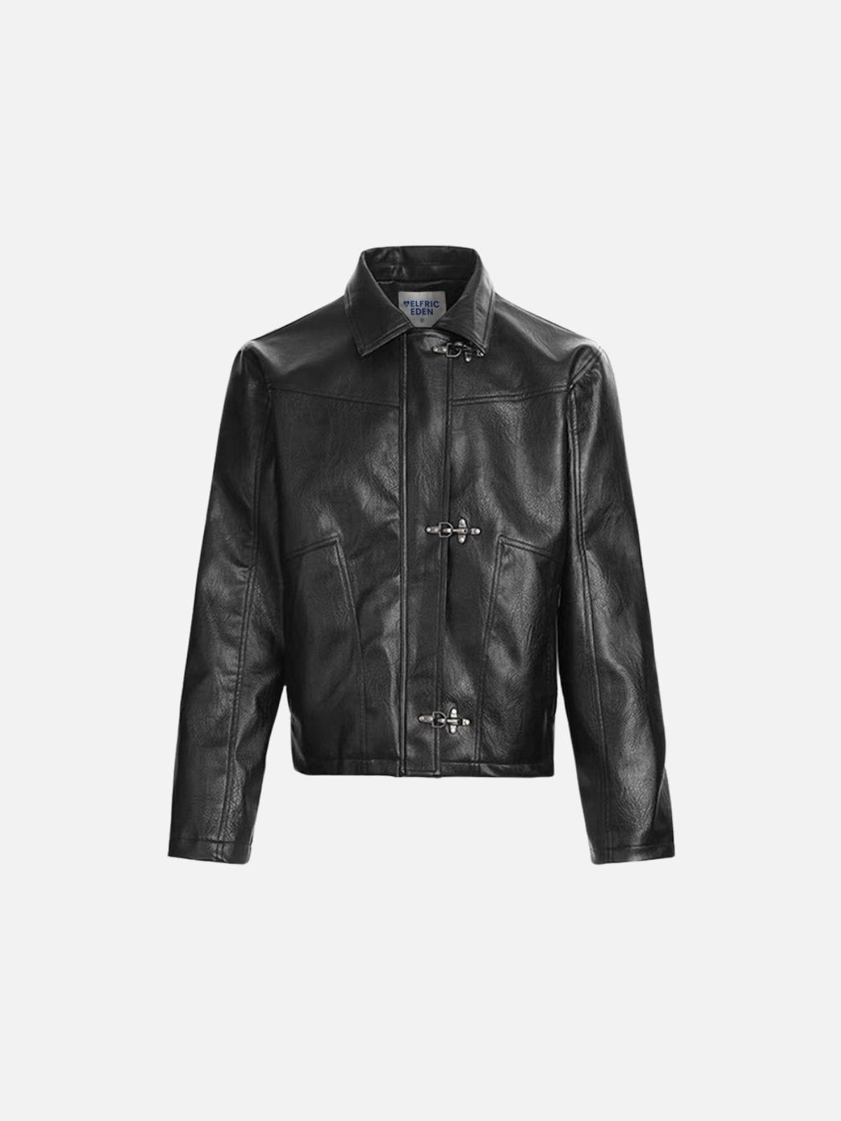 Aelfric Eden Metal Button Faux Leather Jacket-Limited Sale