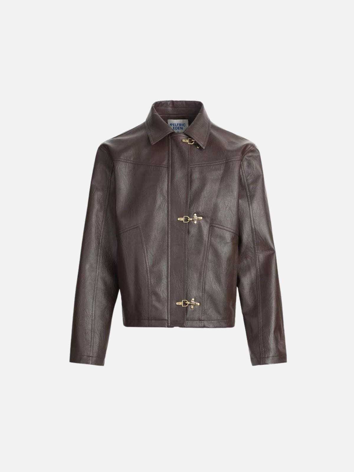 Aelfric Eden Metal Button Faux Leather Jacket-Limited Sale