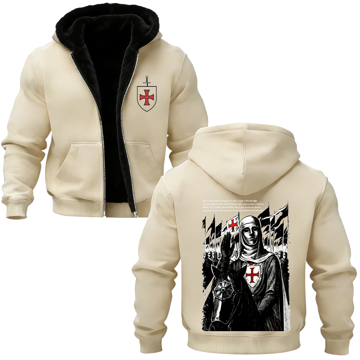 Baldwin IV Vintage Printed Zippered Hooded Fleece Cardigan-Limited Sale