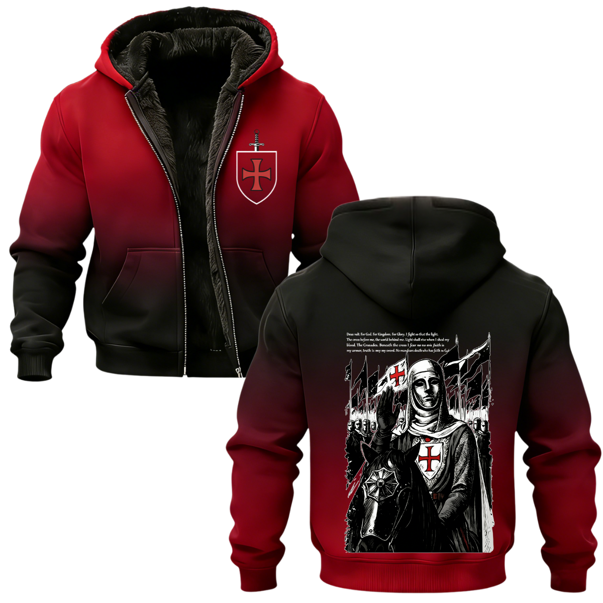 Baldwin IV Vintage Printed Zippered Hooded Fleece Cardigan-Limited Sale