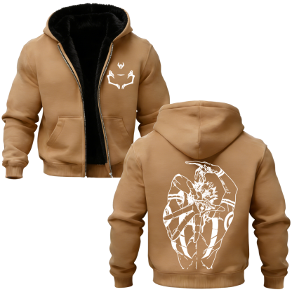 Ryomen Sukuna Jujutsu Kaisen Printed Zippered Hooded Fleece Cardigan-Limited Sale