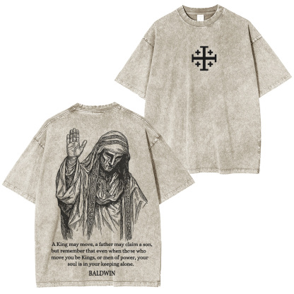 Baldwin IV never gave in to illness King of Jerusalem Version 2 Washed Unisex T-Shirt-Limited Sale