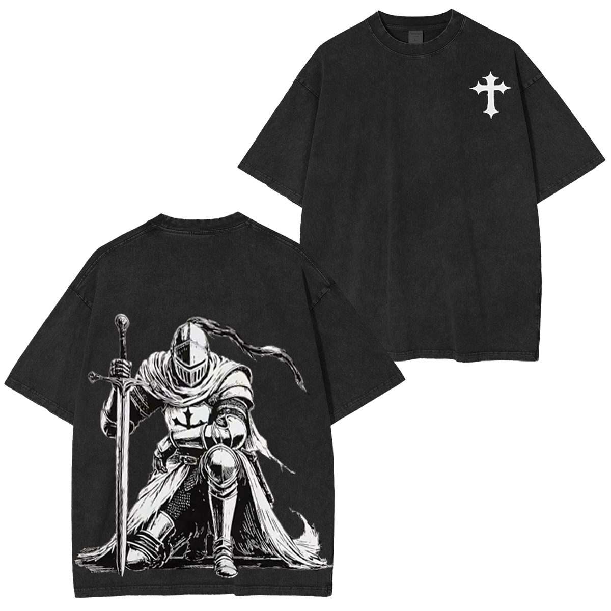 Crusader Knight Unisex Washed T-Shirt-Limited Sale