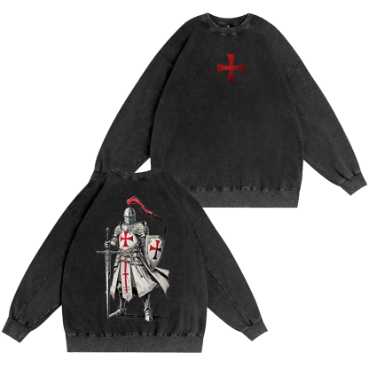 Crusader Knight Christian Knight Templar Washed T-shirt/Crewneck/Hoodie-Limited Sale