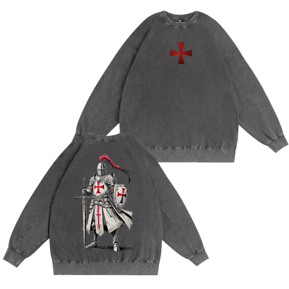 Crusader Knight Christian Knight Templar Washed T-shirt/Crewneck/Hoodie-Limited Sale