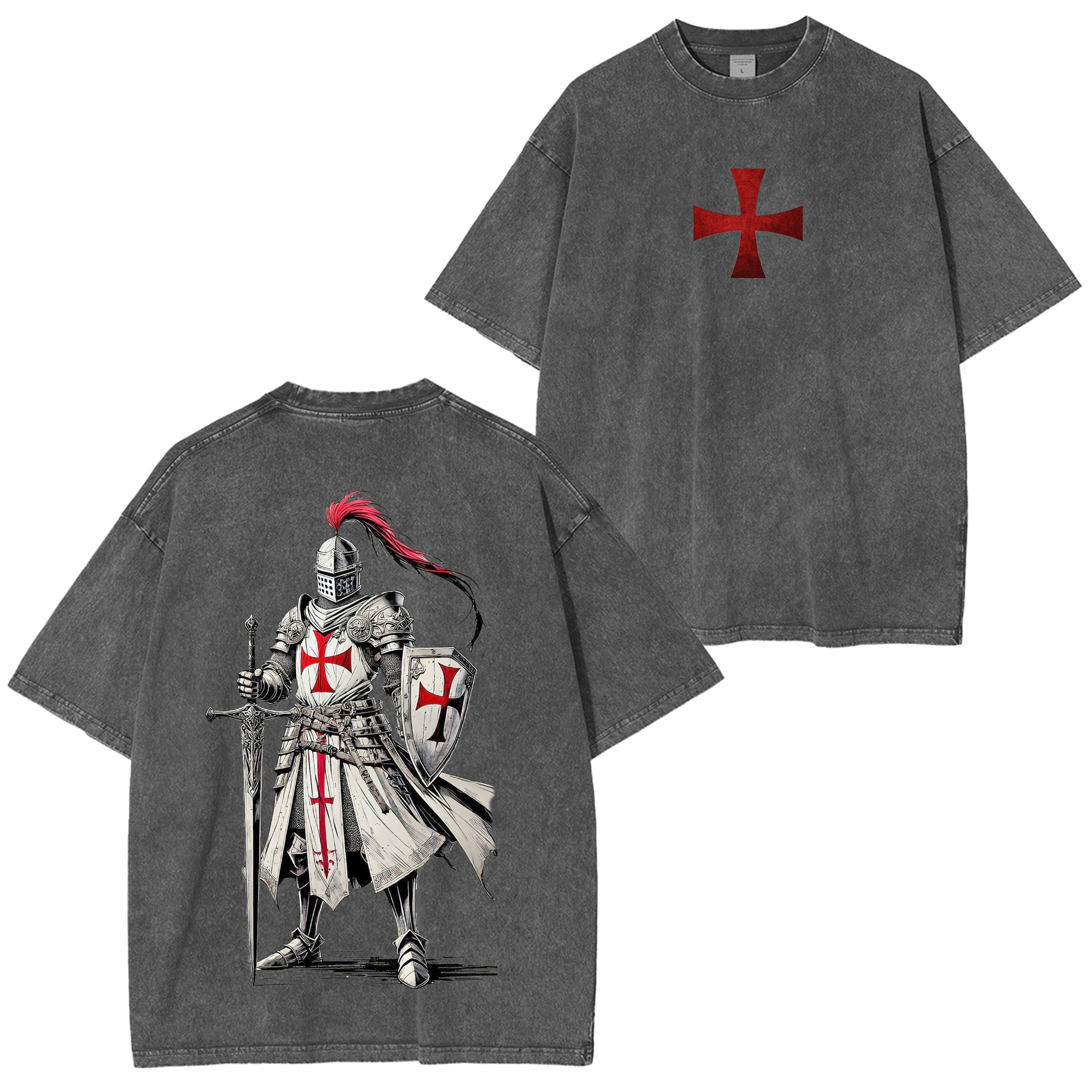 Crusader Knight Christian Knight Templar Washed T-shirt/Crewneck/Hoodie-Limited Sale