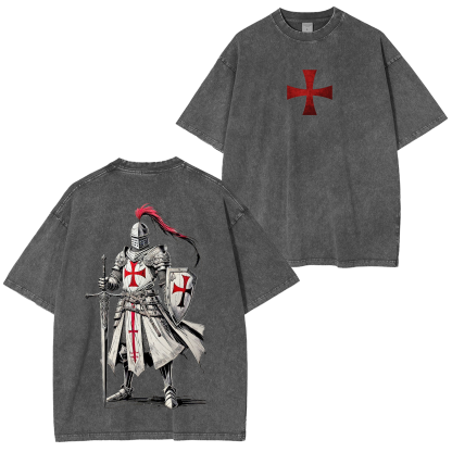 Crusader Knight Christian Knight Templar Washed T-shirt/Crewneck/Hoodie-Limited Sale