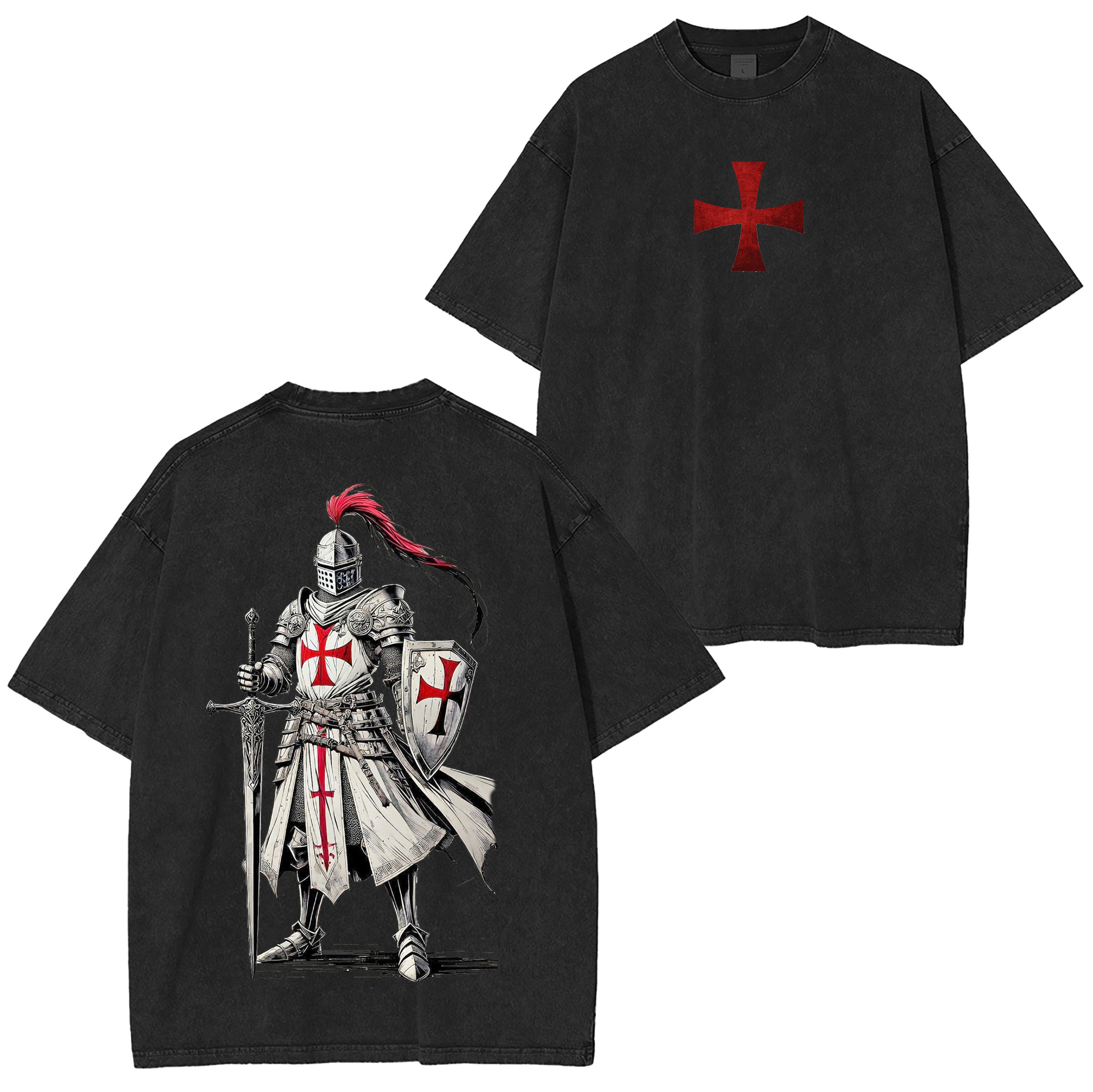 Crusader Knight Christian Knight Templar Washed T-shirt/Crewneck/Hoodie-Limited Sale