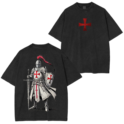 Crusader Knight Christian Knight Templar Washed T-shirt/Crewneck/Hoodie-Limited Sale