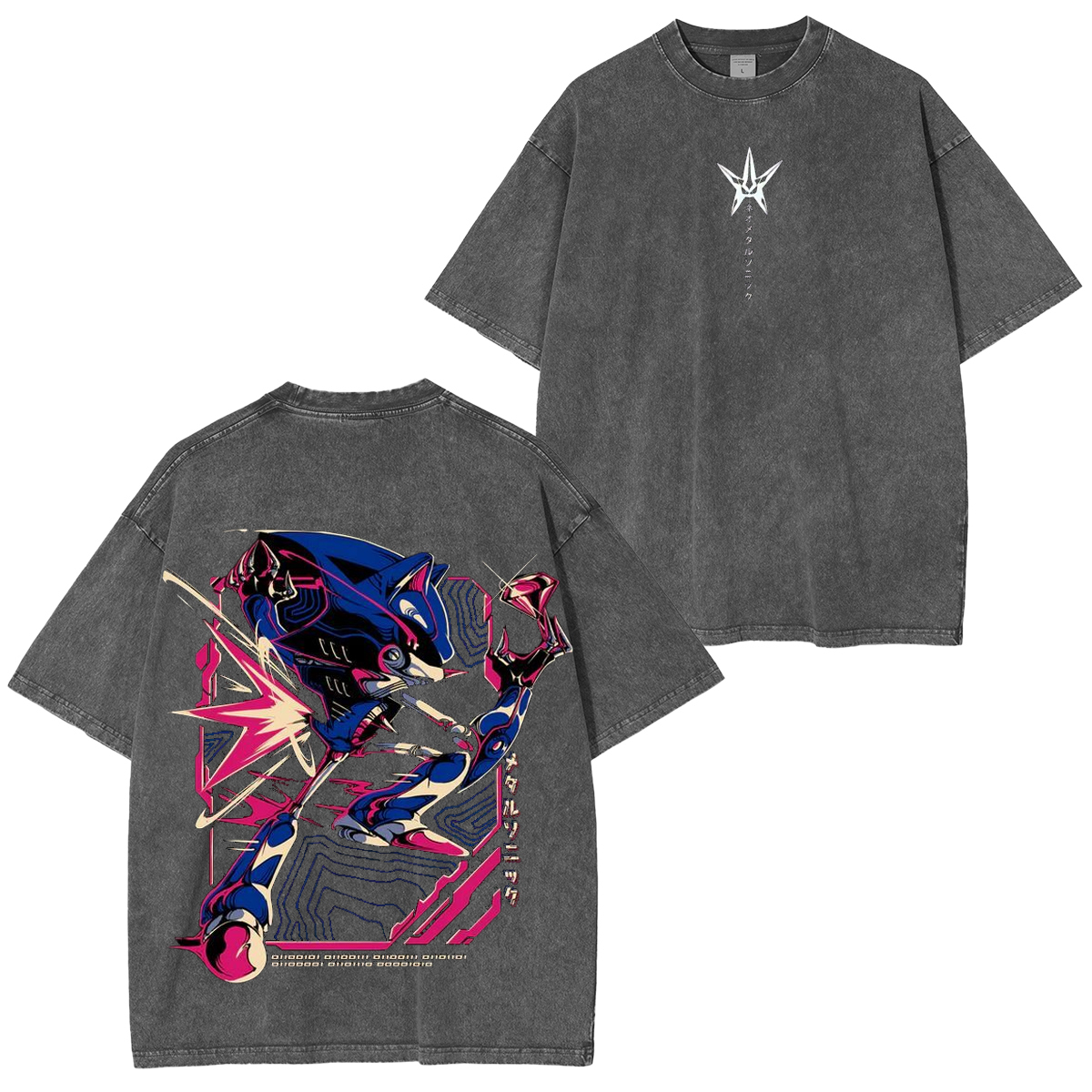 Metal Sonic & Shadow  Vintage Unisex Washed T-Shirt-Limited Sale