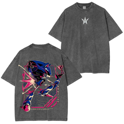Metal Sonic & Shadow  Vintage Unisex Washed T-Shirt-Limited Sale