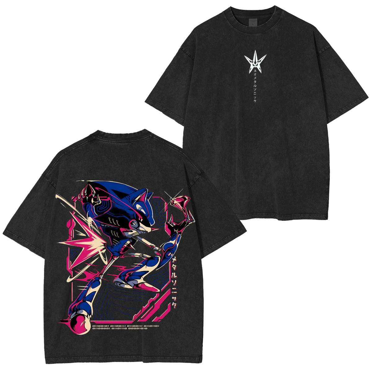Metal Sonic & Shadow  Vintage Unisex Washed T-Shirt-Limited Sale