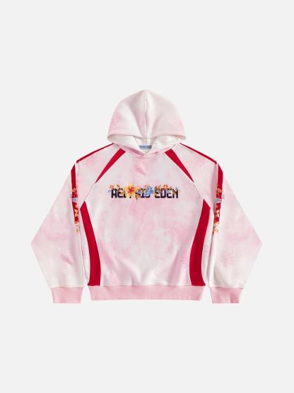 Aelfric Eden Oversized Color Blocking Floral Graphic Pullover Hoodie-Limited Sale