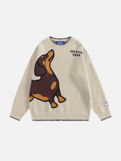 Aelfric Eden Hand Drawn Dachshund Jacquard Sweater-Limited Sale