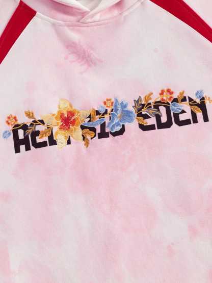 Aelfric Eden Oversized Color Blocking Floral Graphic Pullover Hoodie-Limited Sale