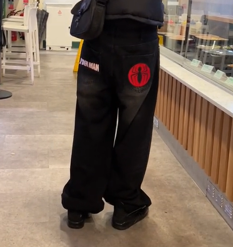 Spider Embroidered Jeans Streetwear-Limited Sale