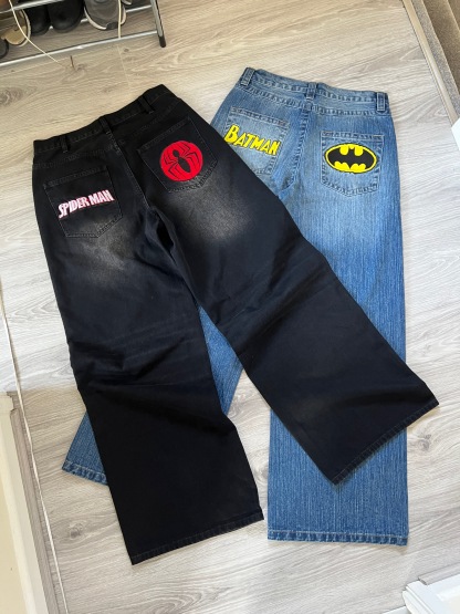 Spider Embroidered Jeans Streetwear-Limited Sale