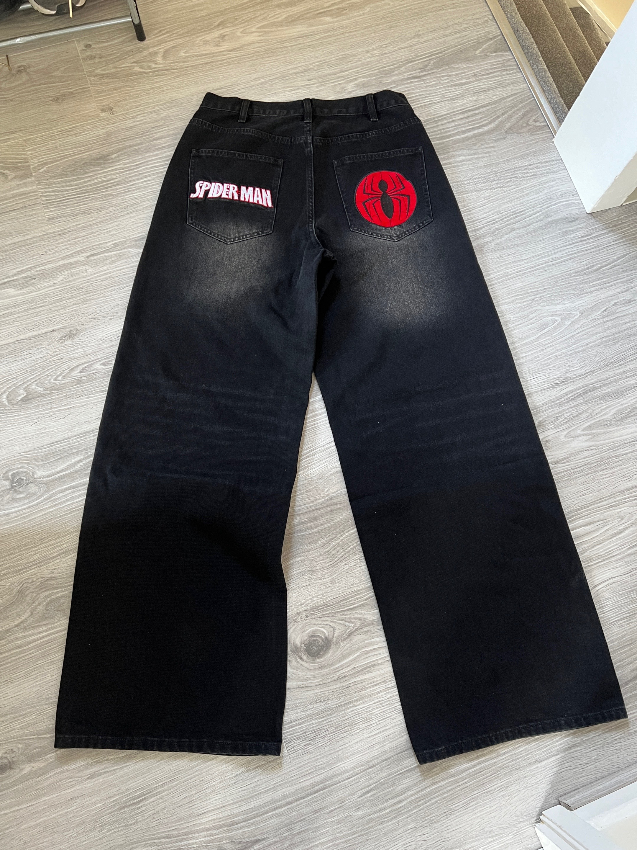 Spider Embroidered Jeans Streetwear-Limited Sale