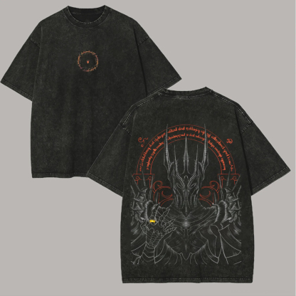 The Lord Of The Rings Sauron Printed Unisex Washed T-Shirt-Limited Sale
