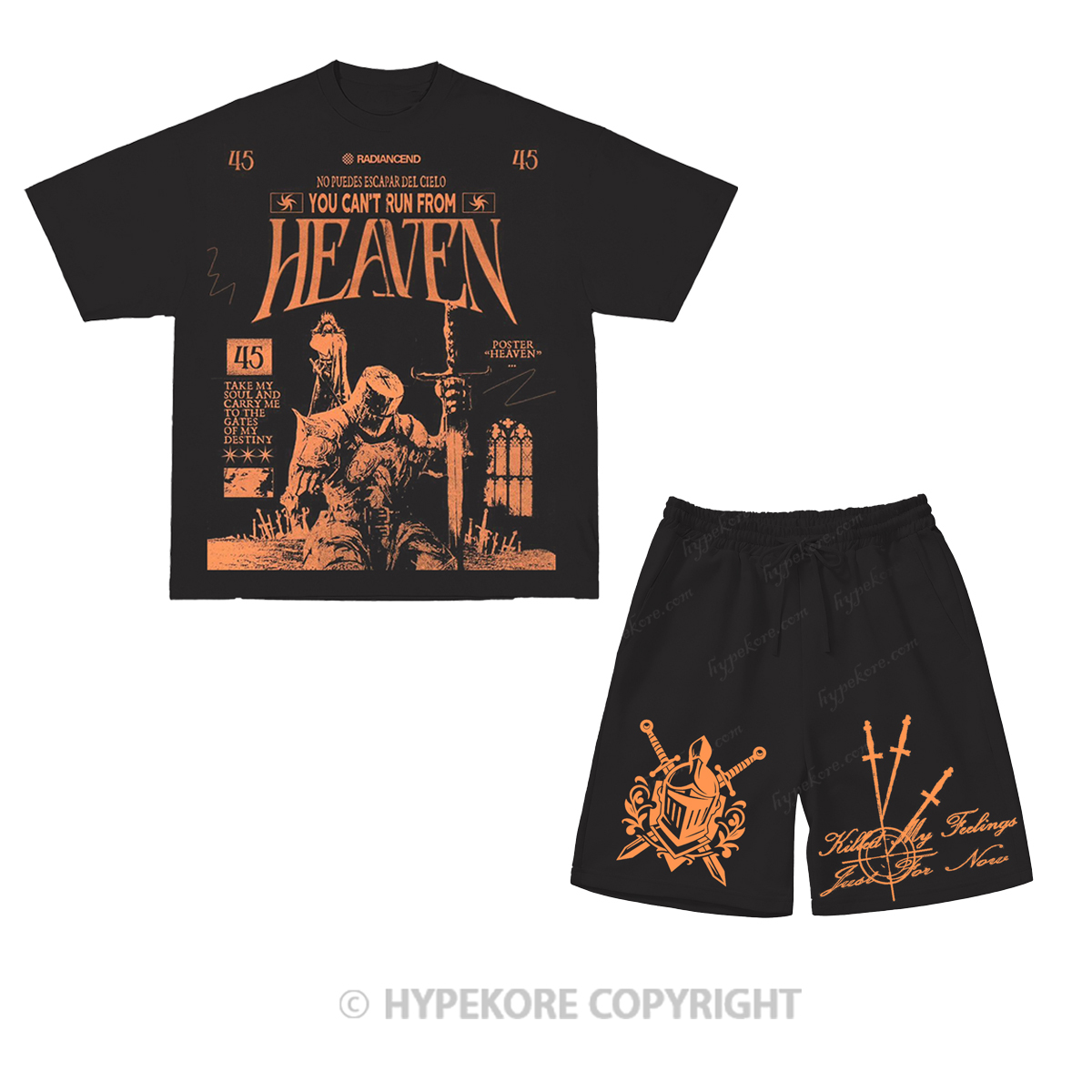 Knight Retro Print Short-Sleeve Set-Limited Sale