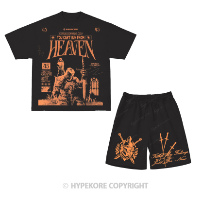 Knight Retro Print Short-Sleeve Set-Limited Sale
