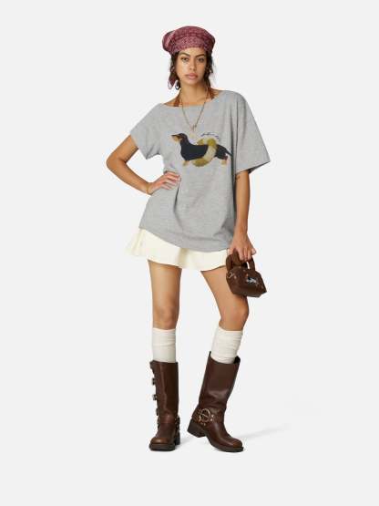 Aelfric Eden Dachshund Off-The-Shoulder Tee-Limited Sale