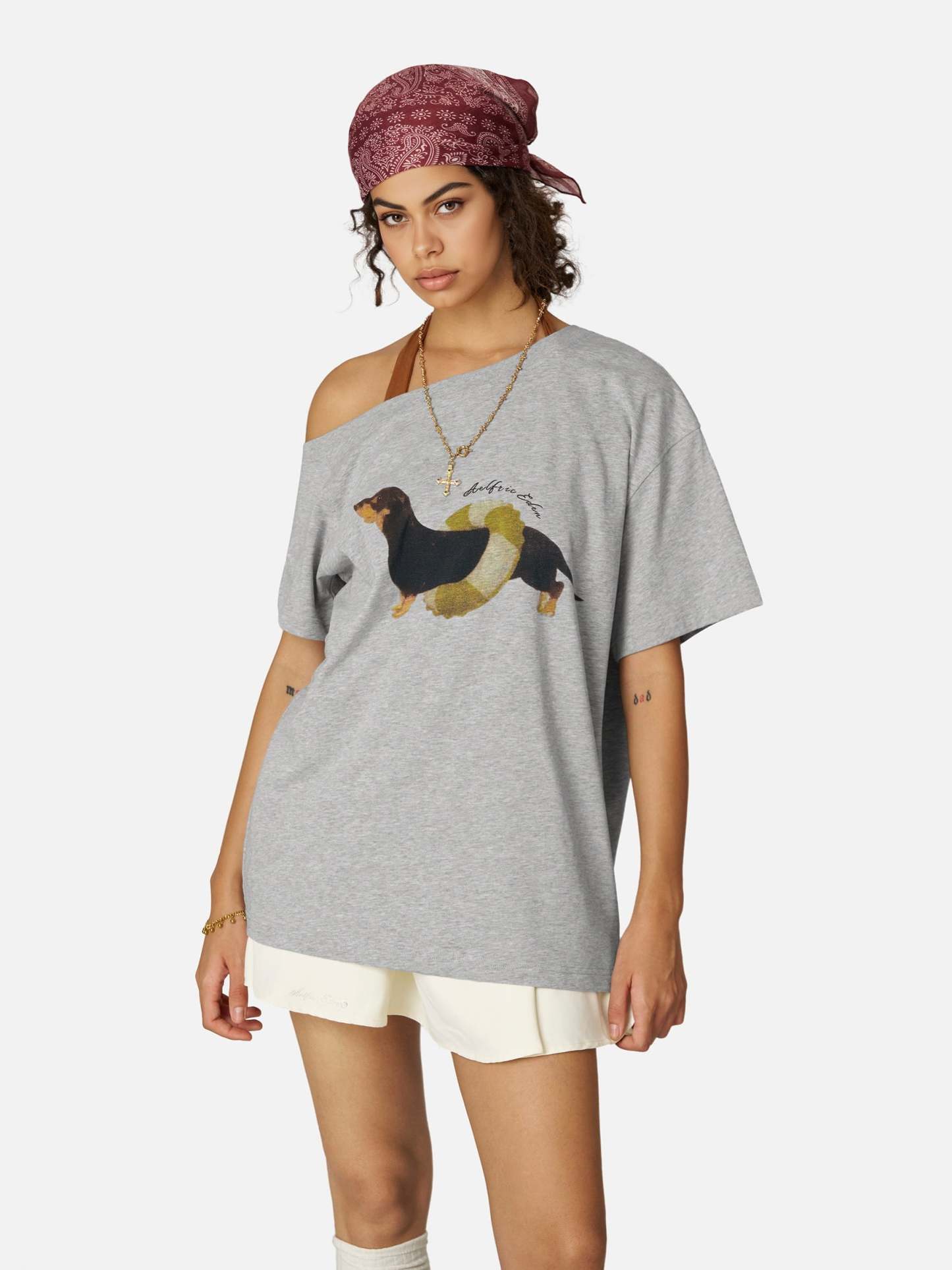 Aelfric Eden Dachshund Off-The-Shoulder Tee-Limited Sale