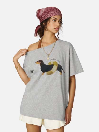 Aelfric Eden Dachshund Off-The-Shoulder Tee-Limited Sale