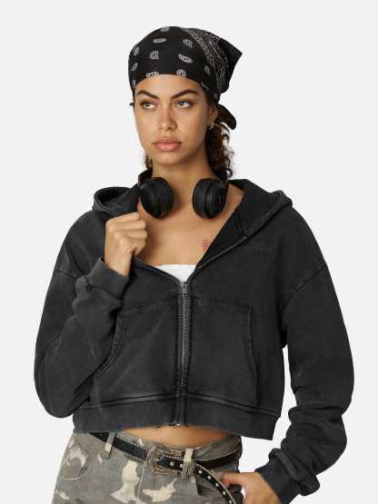 Aelfric Eden Boxy Solid Zip Up Hoodie-Limited Sale