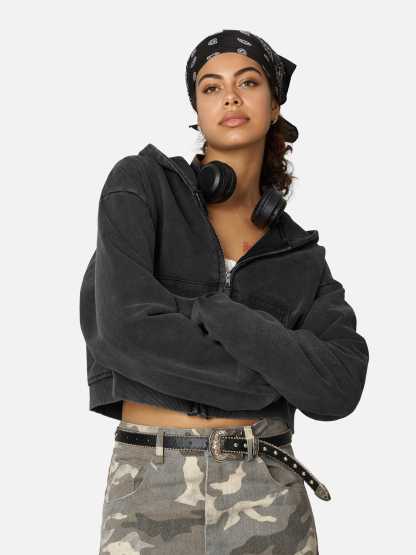 Aelfric Eden Boxy Solid Zip Up Hoodie-Limited Sale