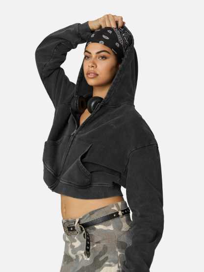 Aelfric Eden Boxy Solid Zip Up Hoodie-Limited Sale