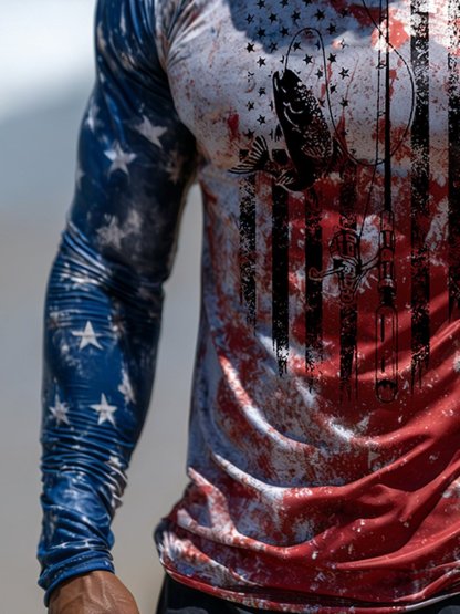 Men's Outdoor Sun Protection Breathable Cool Face Mask Hooded Printed Long-Sleeved Top-Limited Sale