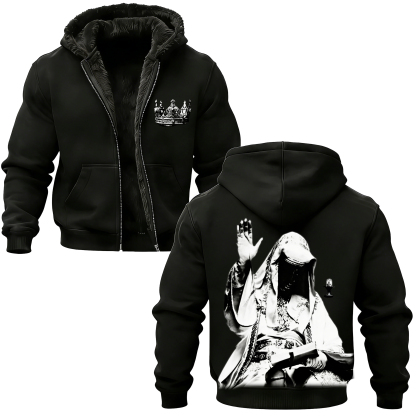 Baldwin IV Vintage Printed Zippered Hooded Fleece Cardigan-Limited Sale