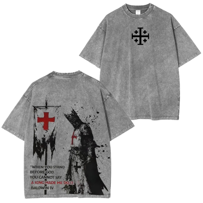 Knights Templar Crusader Banner Unisex Fit Washed T-Shirt-Limited Sale