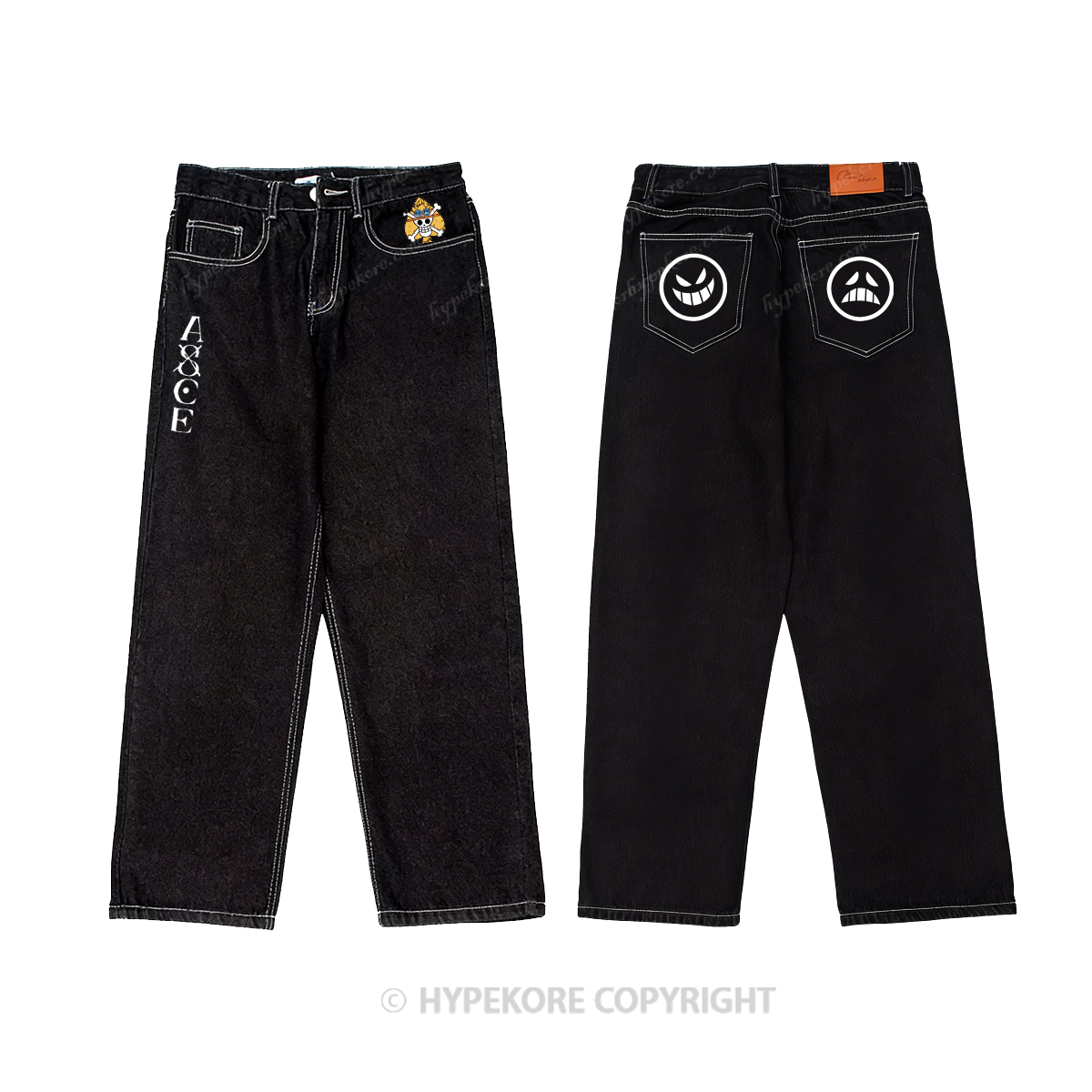 One Piece pattern Washed Jeans-Limited Sale