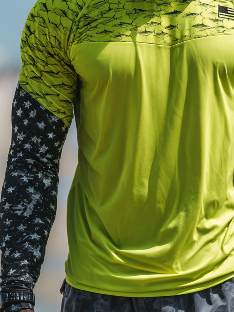 Men's Outdoor Sun Protection Breathable Cool Face Mask Hooded Printed Long-Sleeved Top-Limited Sale
