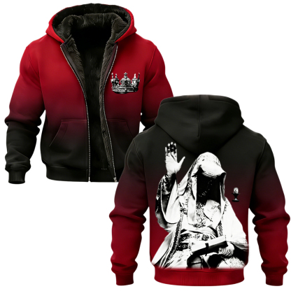 Baldwin IV Vintage Printed Zippered Hooded Fleece Cardigan-Limited Sale
