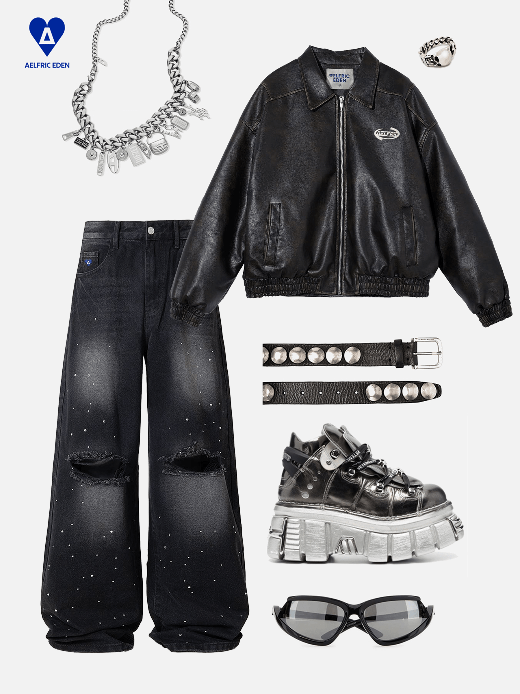 Aelfric Eden Rhinestone Baggy Jeans