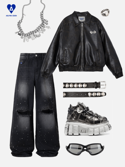Aelfric Eden Rhinestone Baggy Jeans
