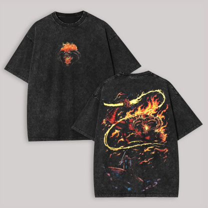 Balrog of Moria Printed Unisex Washed T-Shirt-Limited Sale