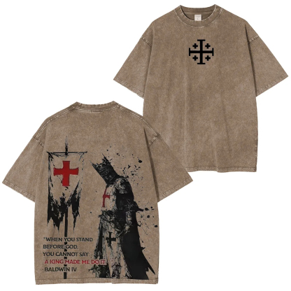 Knights Templar Crusader Banner Unisex Fit Washed T-Shirt-Limited Sale